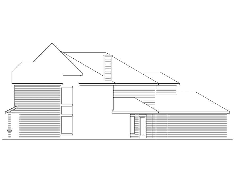 Home Plan Right Elevation of this 4-Bedroom,3872 Sq Ft Plan -195-1222