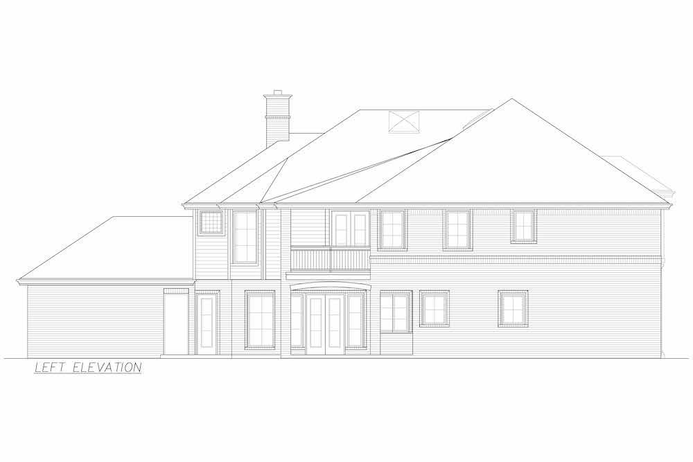 Home Plan Left Elevation of this 4-Bedroom,4584 Sq Ft Plan -195-1223