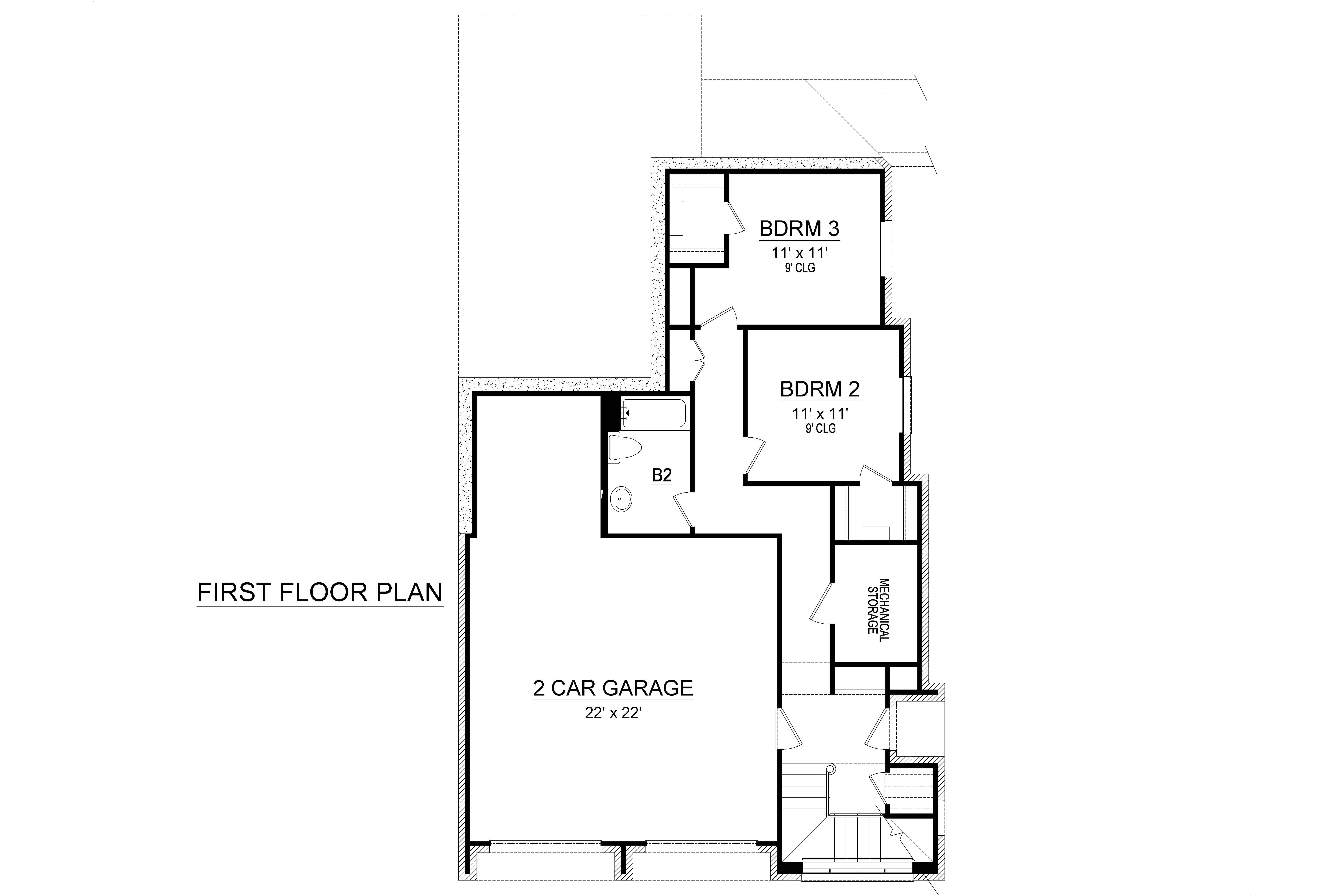 Floor Plan Main Level of Rustic Plan #195-1224