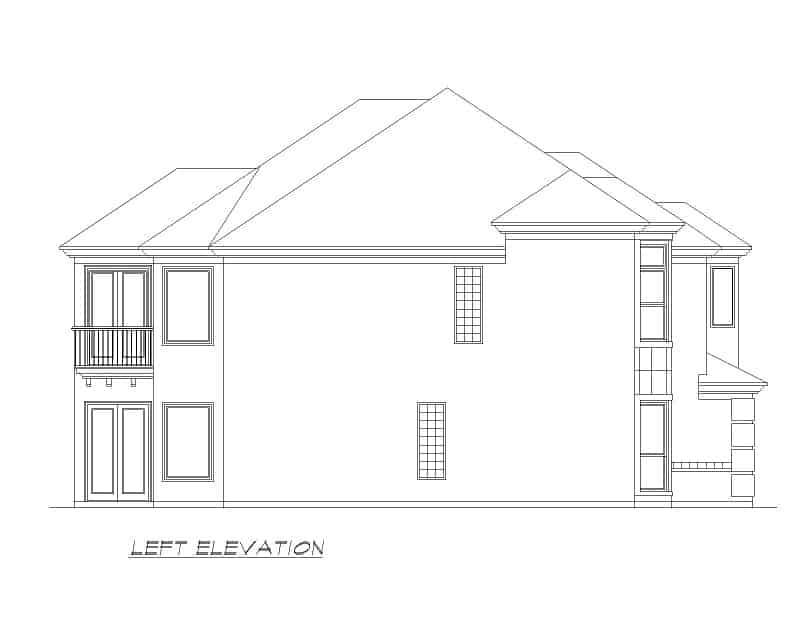 Home Plan Left Elevation of this 3-Bedroom,2618 Sq Ft Plan -195-1225
