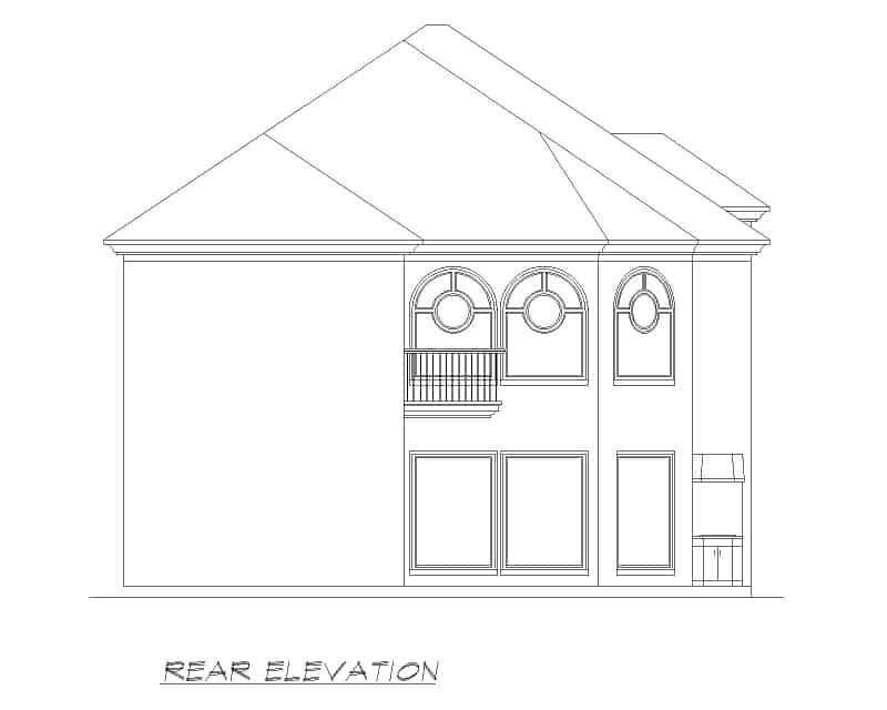 Home Plan Rear Elevation of this 3-Bedroom,2618 Sq Ft Plan -195-1225