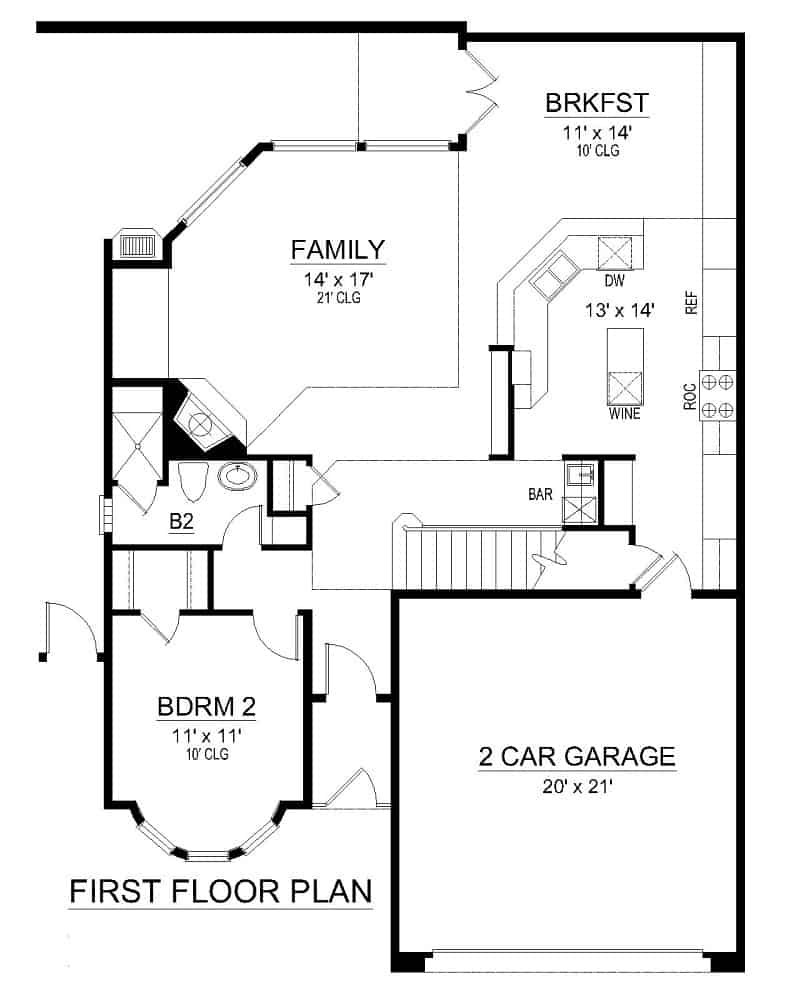 Floor Plan Main Level of Mediterranean Plan #195-1225