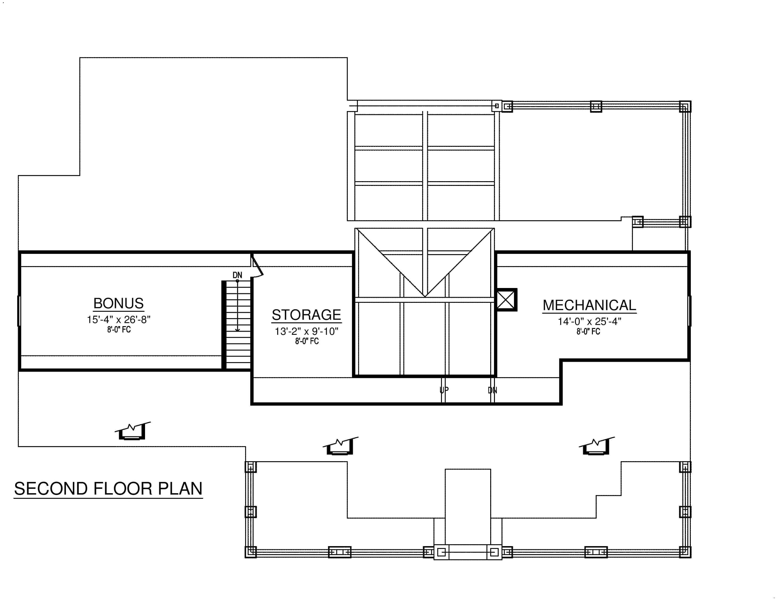 Floor Plan Upper Level of Southern Plan #195-1227