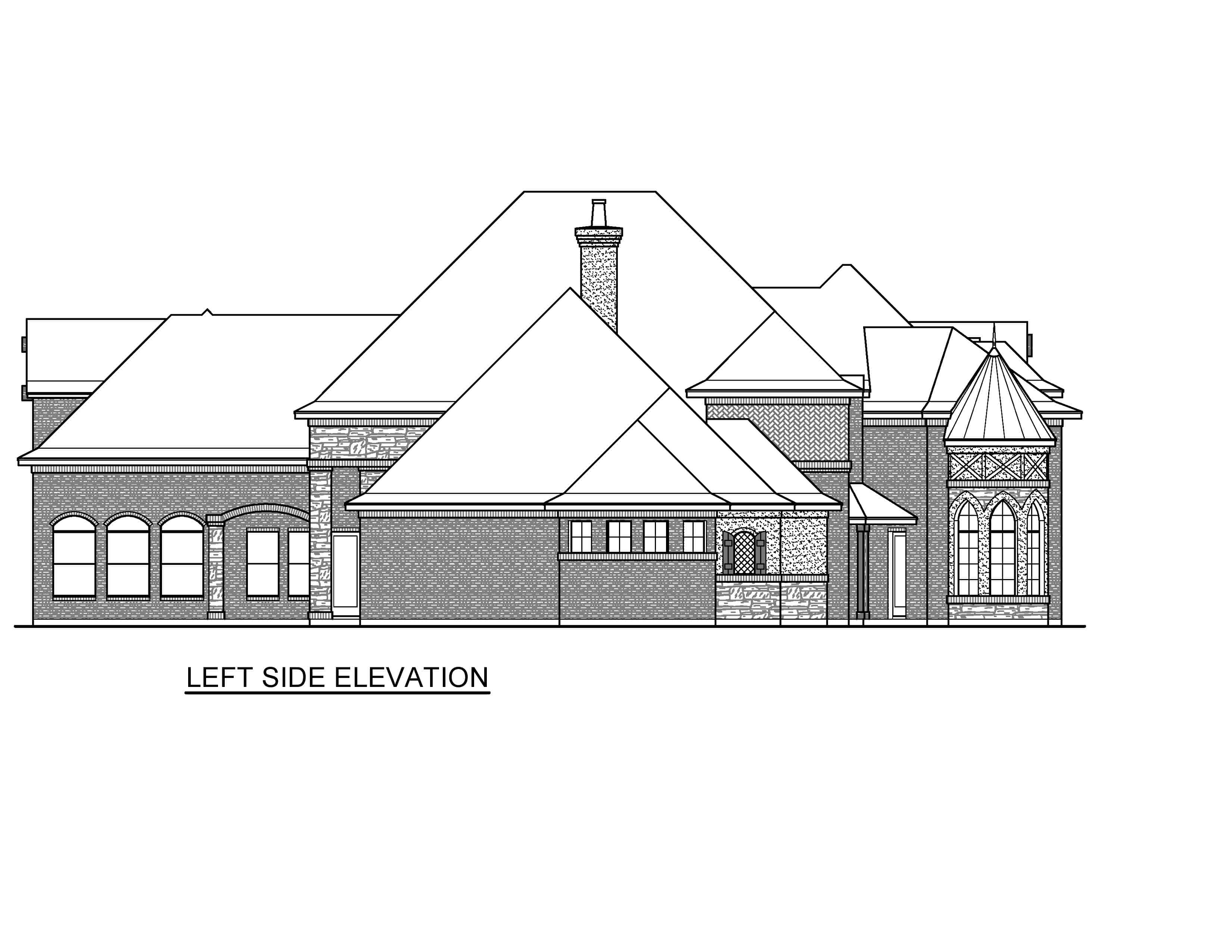 Home Plan Left Elevation of this 4-Bedroom,6868 Sq Ft Plan -195-1232