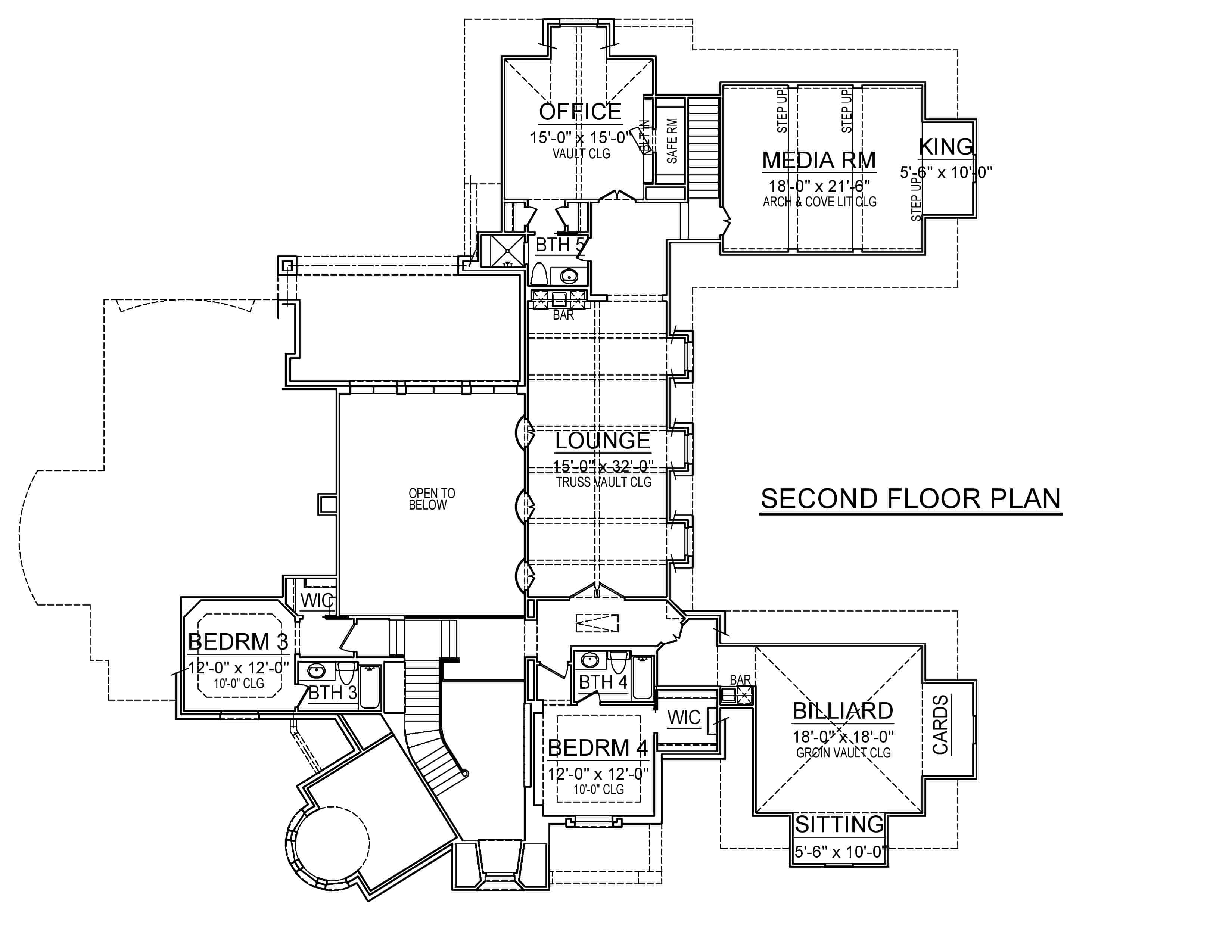 Floor Plan Upper Level of Mediterranean Plan #195-1232
