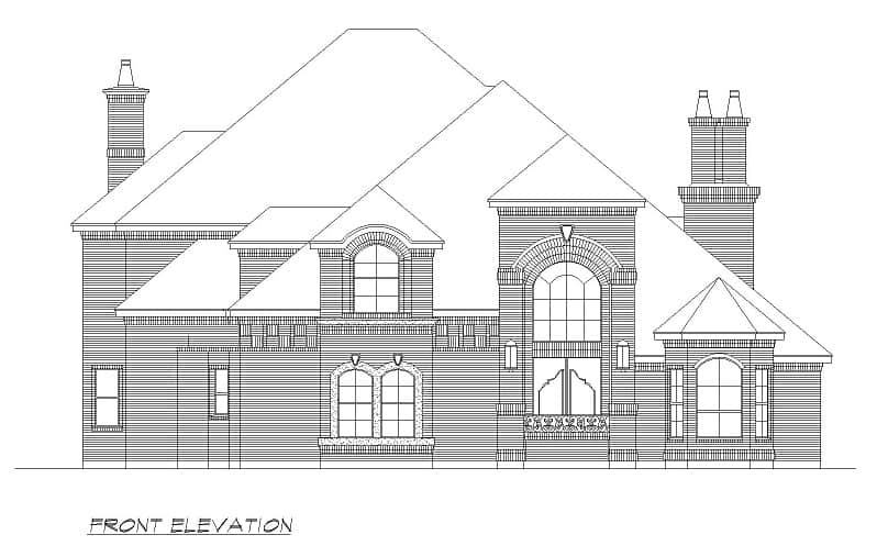 Home Plan Front Elevation of this 5-Bedroom,4589 Sq Ft Plan -195-1233