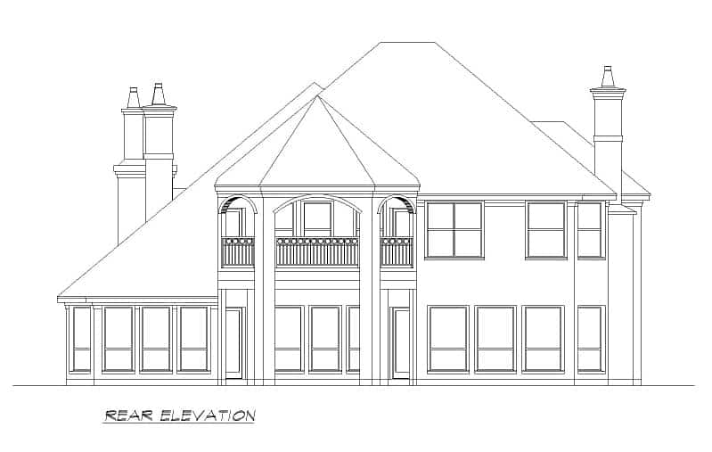 Home Plan Rear Elevation of this 5-Bedroom,4589 Sq Ft Plan -195-1233