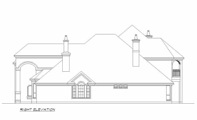 Home Plan Right Elevation of this 5-Bedroom,4589 Sq Ft Plan -195-1233