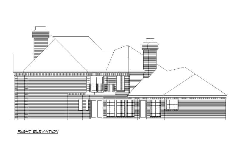 Home Plan Right Elevation of this 4-Bedroom,4940 Sq Ft Plan -195-1235
