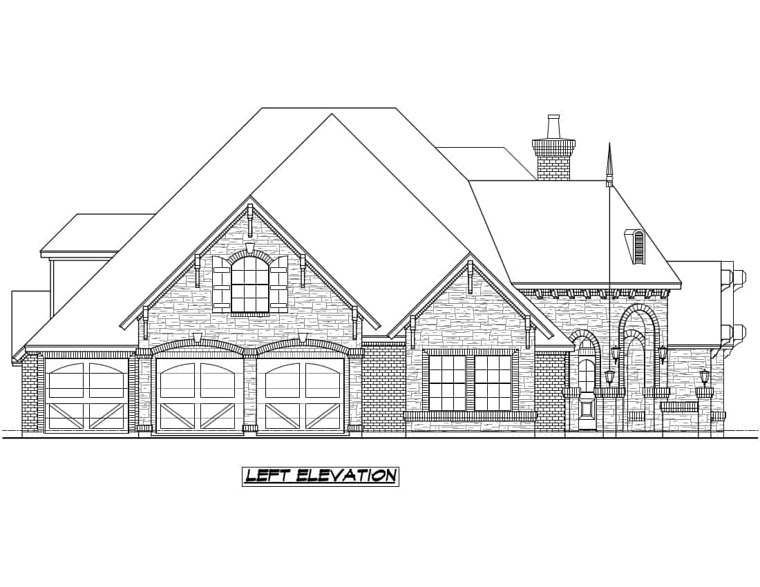 Home Plan Left Elevation of this 4-Bedroom,3705 Sq Ft Plan -195-1236