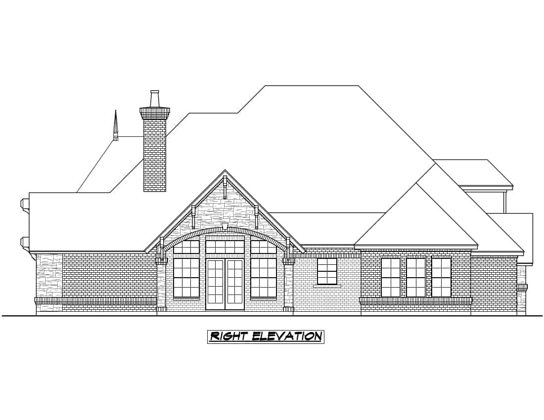 Home Plan Right Elevation of this 4-Bedroom,3705 Sq Ft Plan -195-1236
