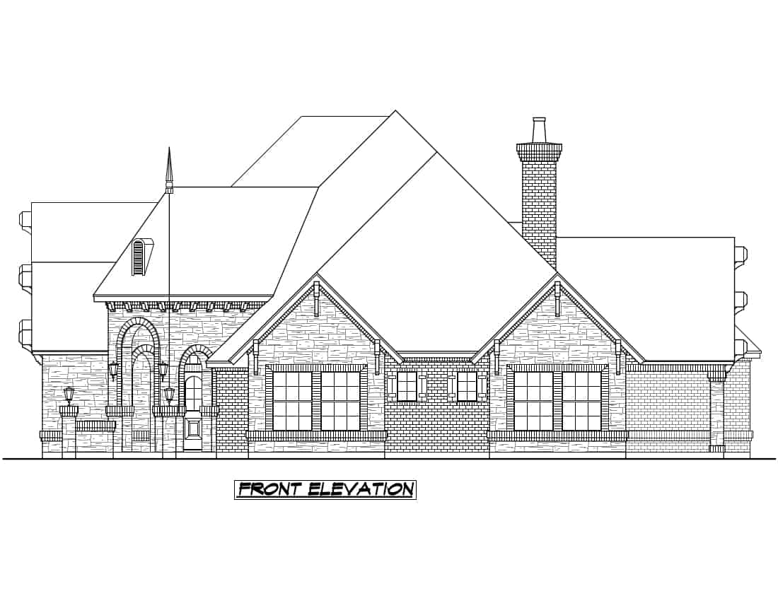 Home Plan Front Elevation of this 4-Bedroom,3705 Sq Ft Plan -195-1236