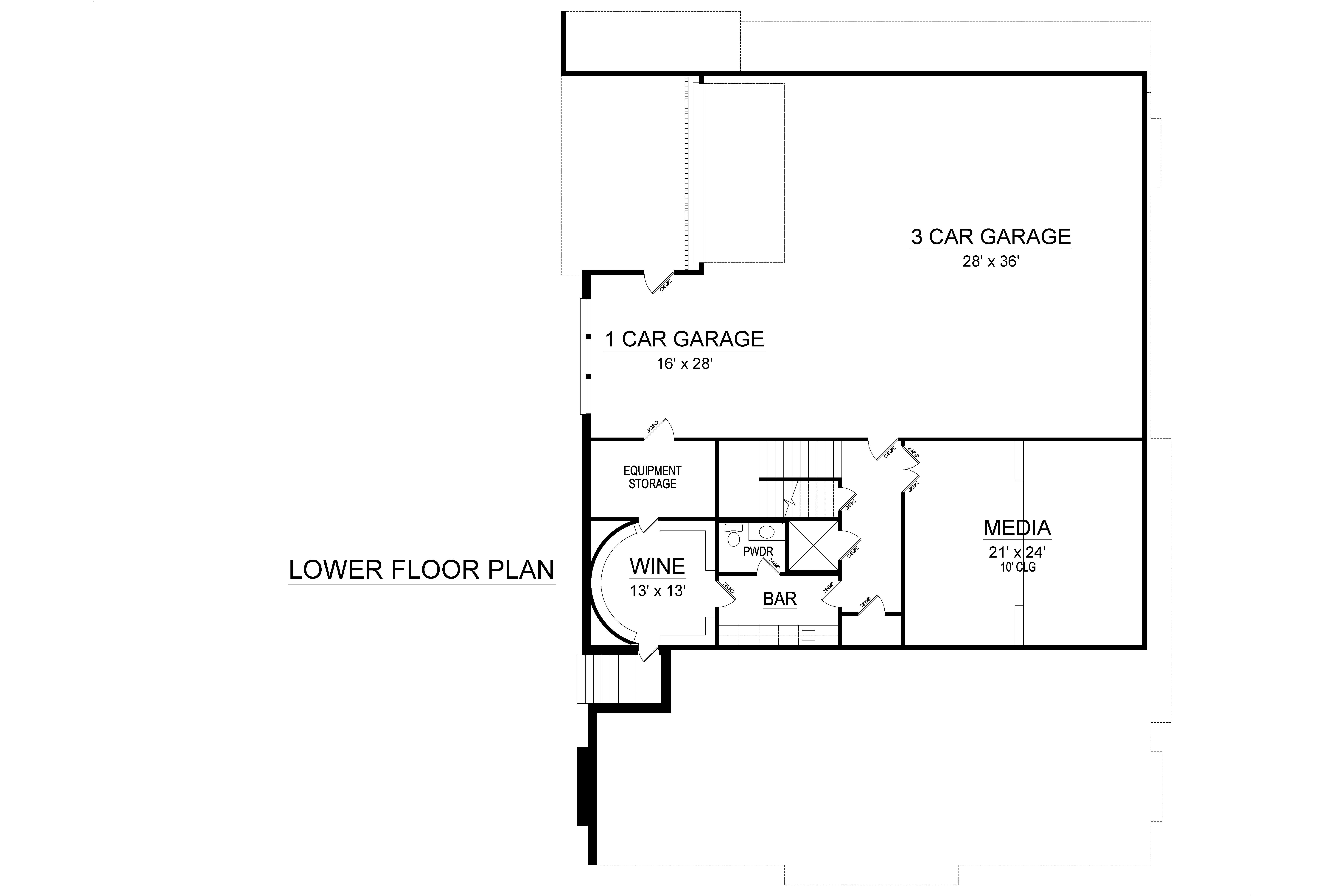 Floor Plan Basement of Georgian Plan #195-1237