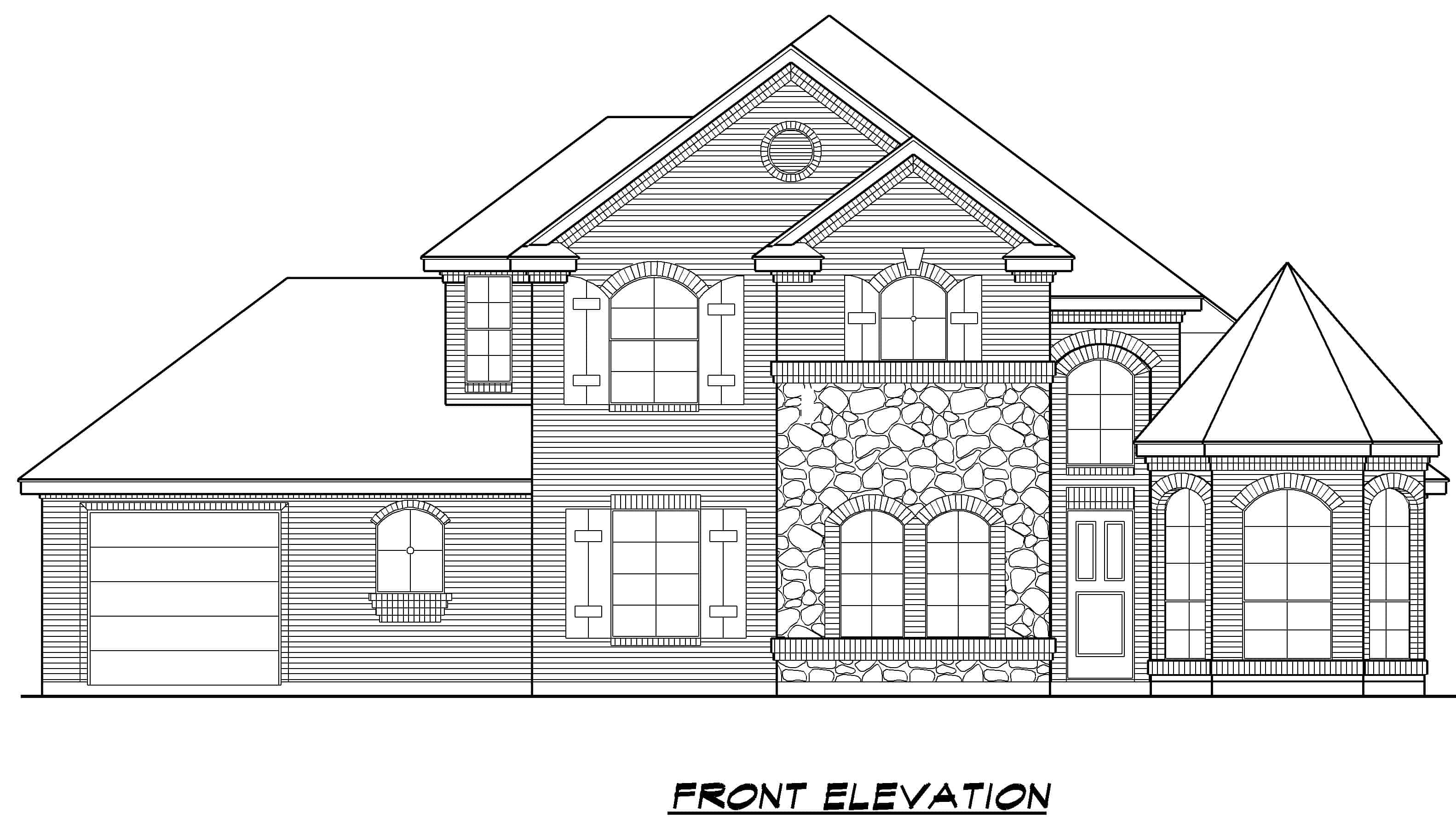 Home Plan Front Elevation of this 3-Bedroom,2566 Sq Ft Plan -195-1238