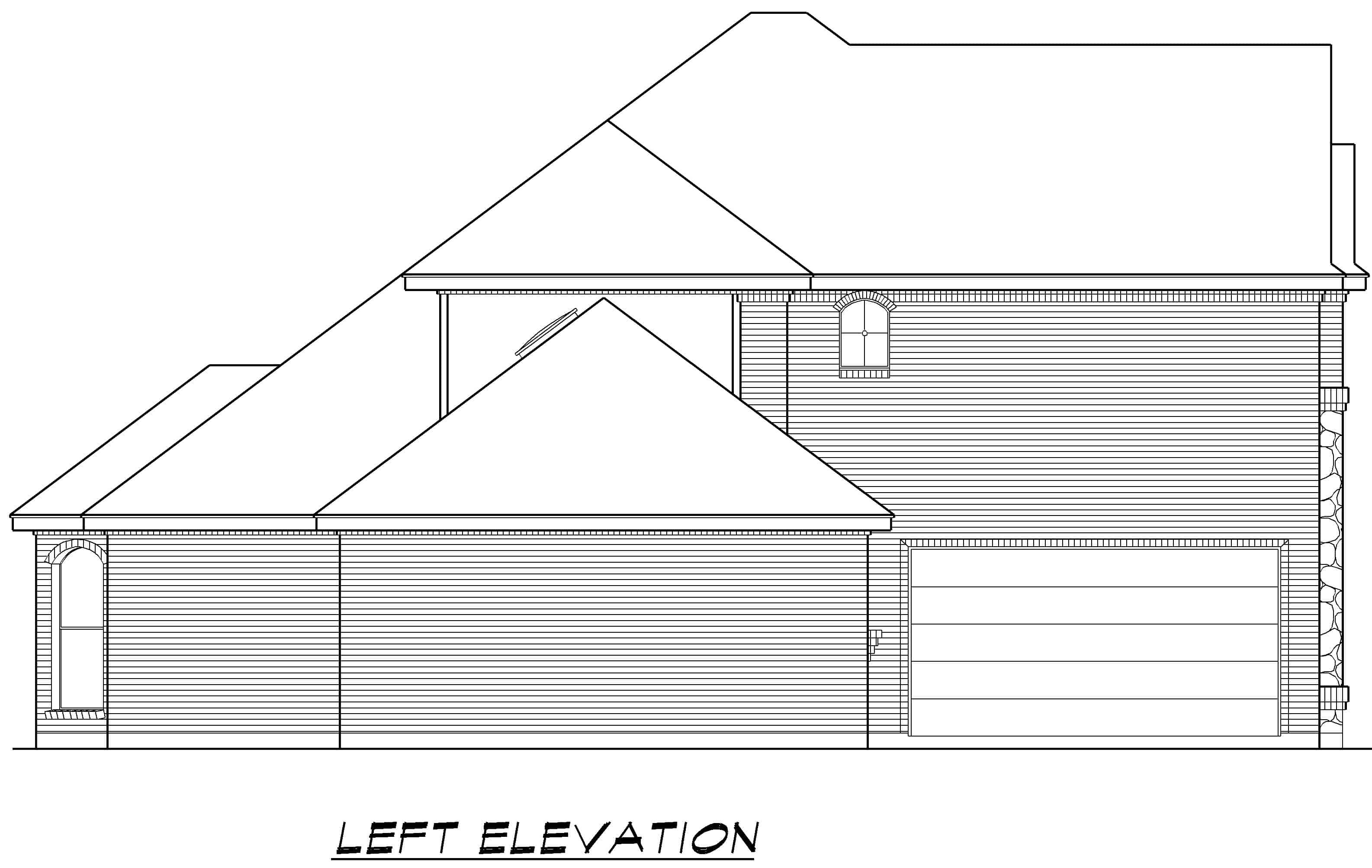 Home Plan Left Elevation of this 3-Bedroom,2566 Sq Ft Plan -195-1238