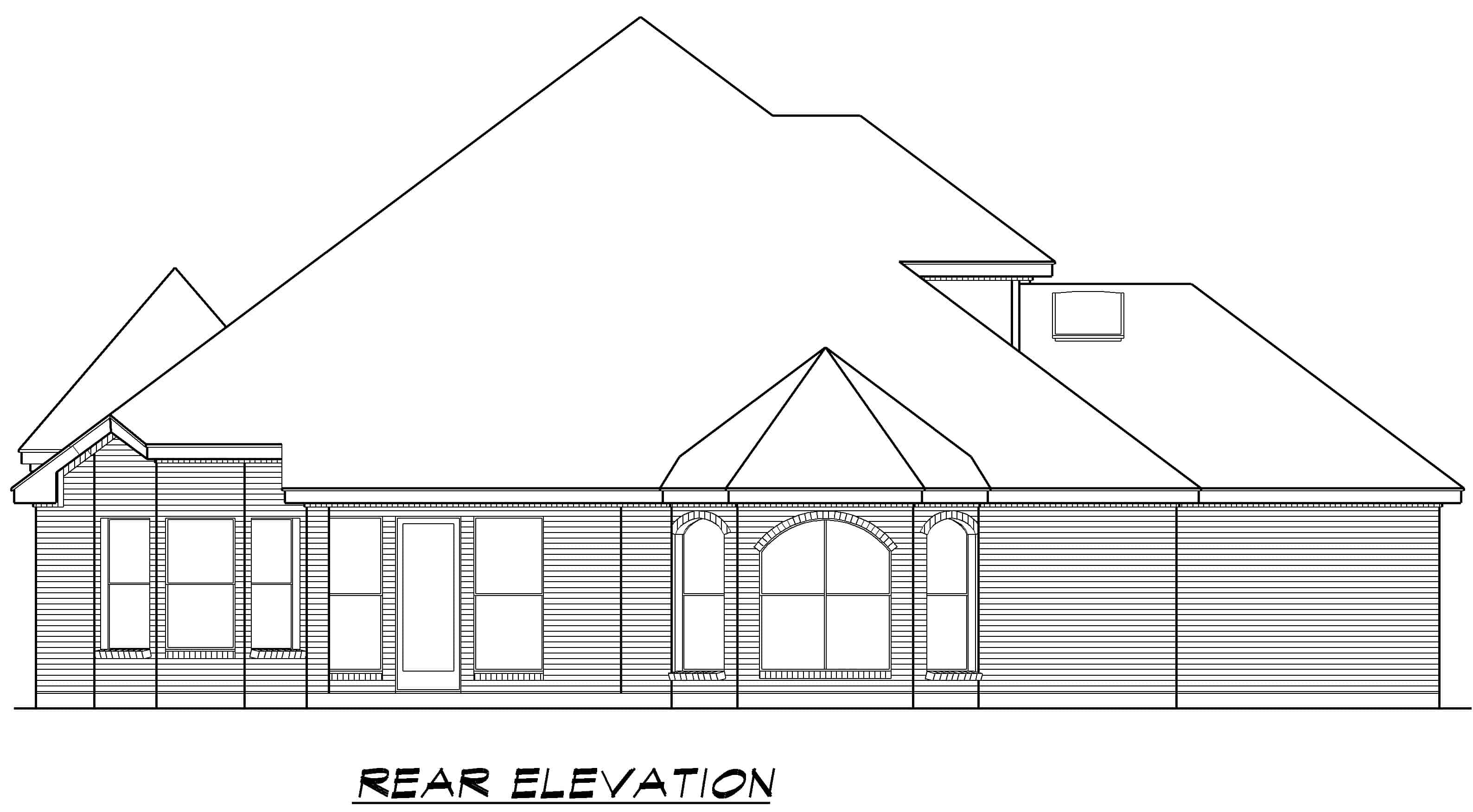 Home Plan Rear Elevation of this 3-Bedroom,2566 Sq Ft Plan -195-1238