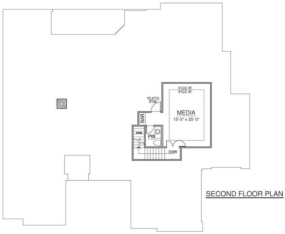Floor Plan Upper Level of Acadian Plan #195-1239