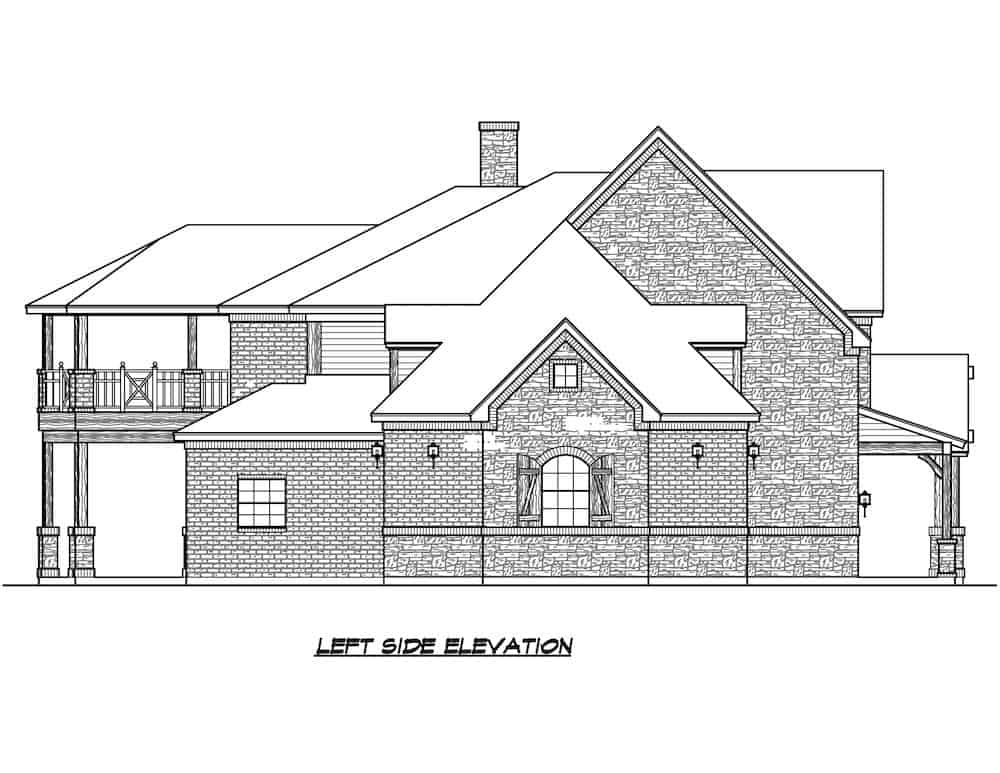 Home Plan Left Elevation of this 4-Bedroom,4871 Sq Ft Plan -195-1242