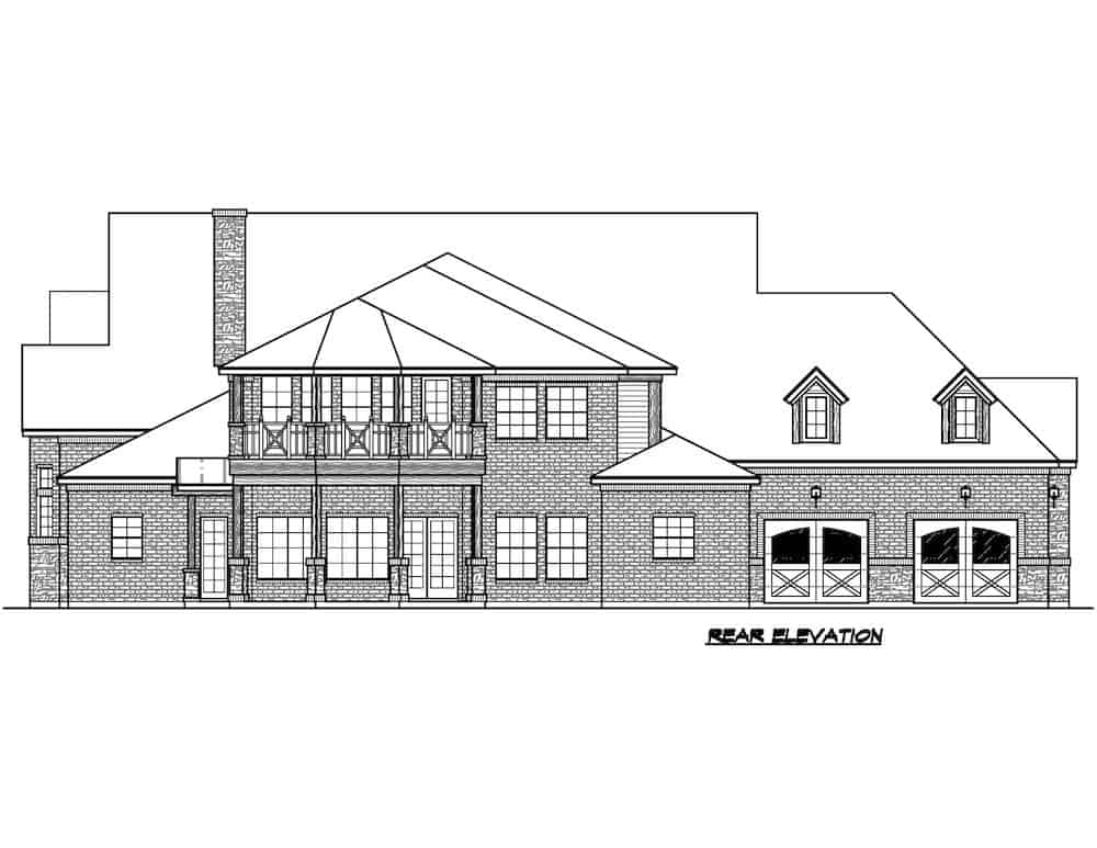 Home Plan Rear Elevation of this 4-Bedroom,4871 Sq Ft Plan -195-1242
