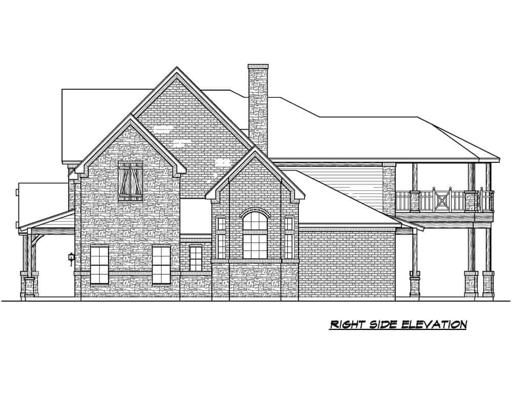Home Plan Right Elevation of this 4-Bedroom,4871 Sq Ft Plan -195-1242