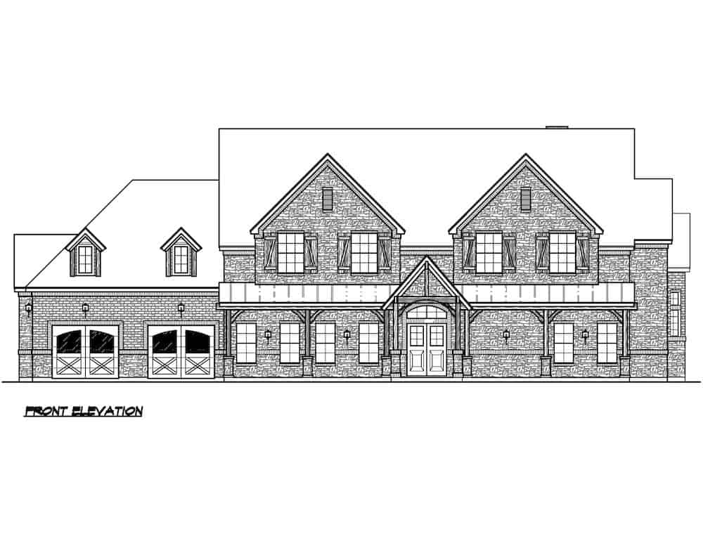 Home Plan Front Elevation of this 4-Bedroom,4871 Sq Ft Plan -195-1242