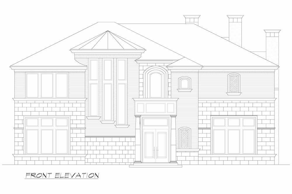 Home Plan Front Elevation of this 5-Bedroom,7700 Sq Ft Plan -195-1243