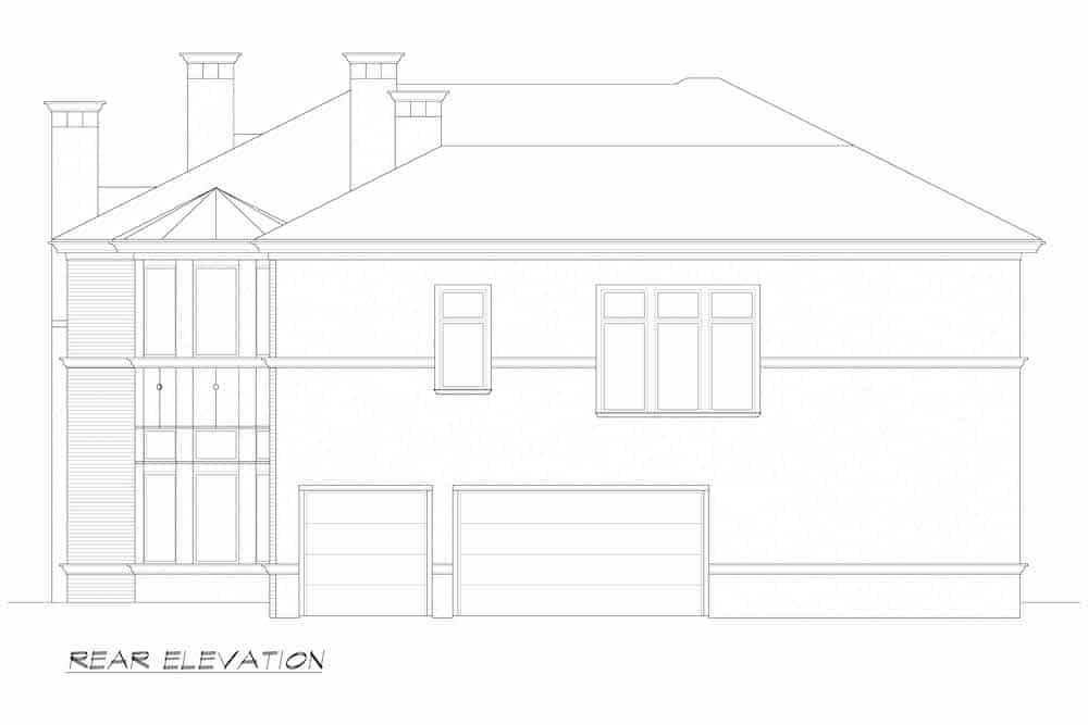 Home Plan Rear Elevation of this 5-Bedroom,7700 Sq Ft Plan -195-1243