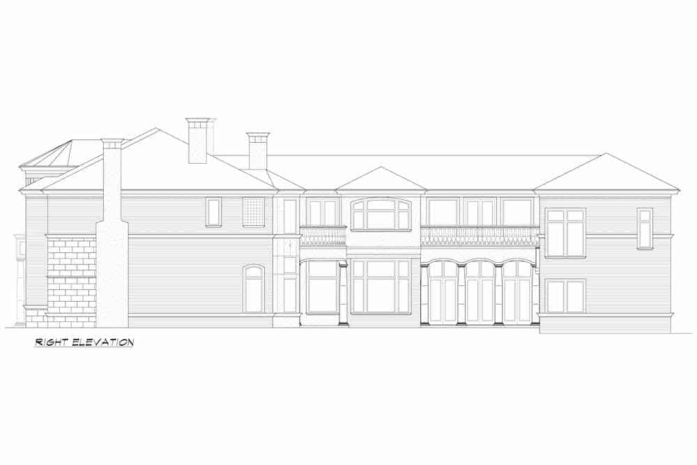 Home Plan Right Elevation of this 5-Bedroom,7700 Sq Ft Plan -195-1243