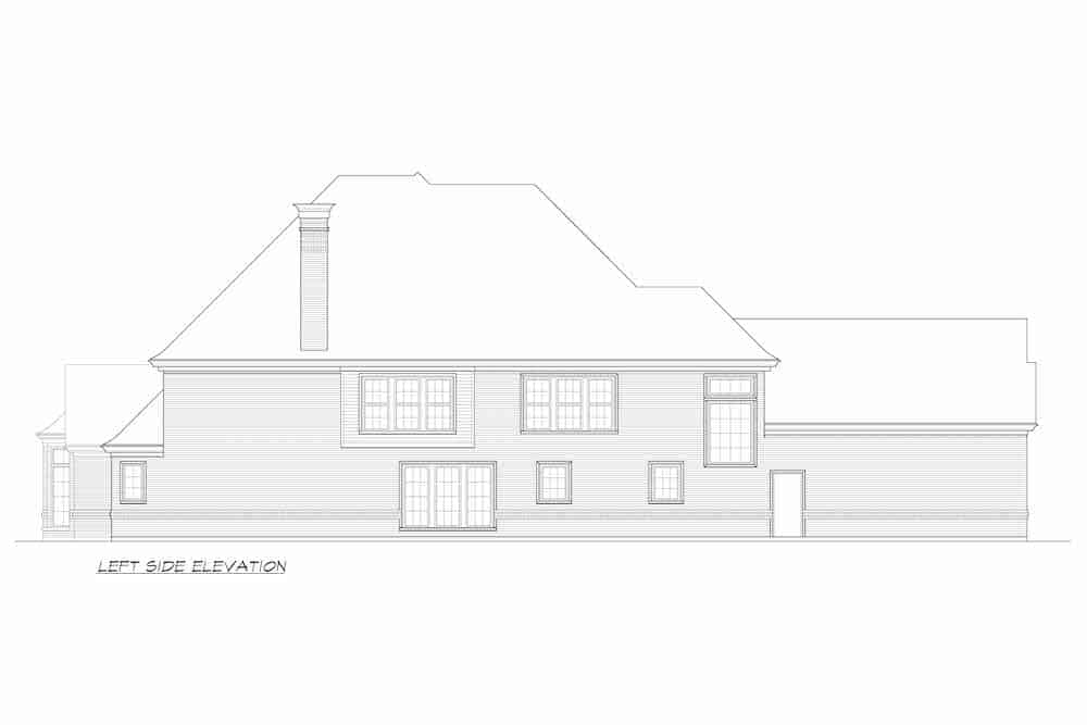 Home Plan Left Elevation of this 4-Bedroom,4401 Sq Ft Plan -195-1244