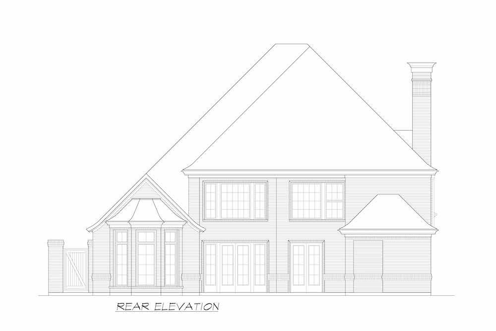 Home Plan Rear Elevation of this 4-Bedroom,4401 Sq Ft Plan -195-1244