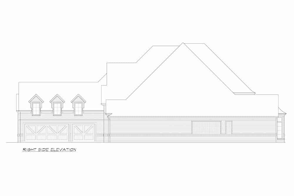 Home Plan Right Elevation of this 4-Bedroom,4401 Sq Ft Plan -195-1244