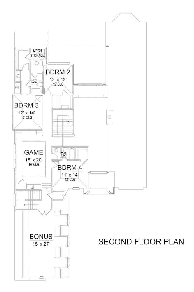 Floor Plan Upper Level of Colonial Plan #195-1244