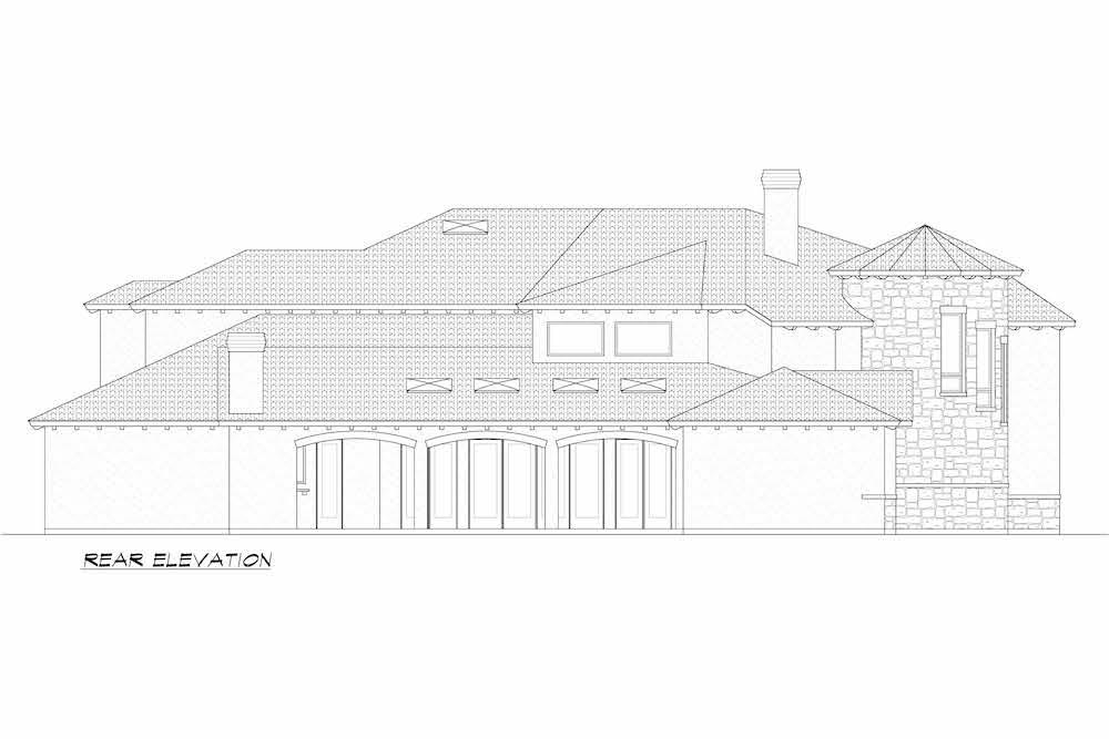 Home Plan Rear Elevation of this 5-Bedroom,6052 Sq Ft Plan -195-1246