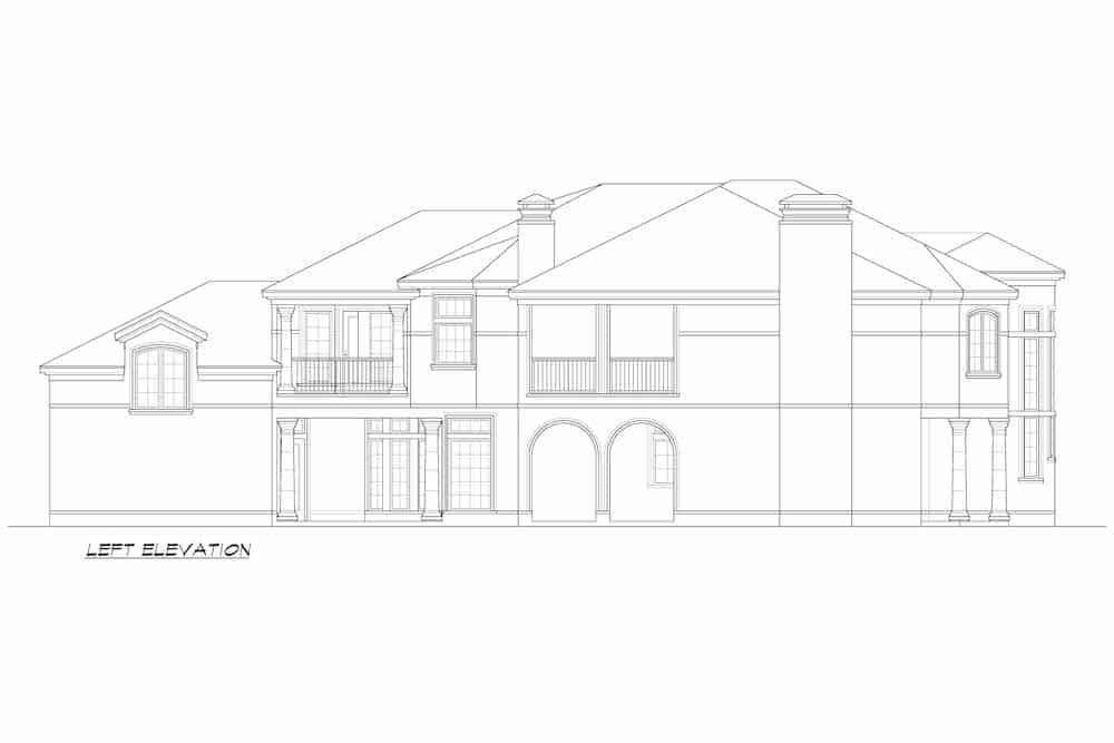 Home Plan Left Elevation of this 3-Bedroom,5123 Sq Ft Plan -195-1247