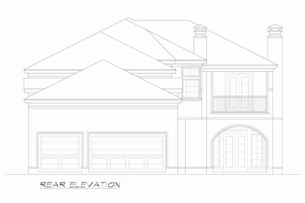 Home Plan Rear Elevation of this 3-Bedroom,5123 Sq Ft Plan -195-1247