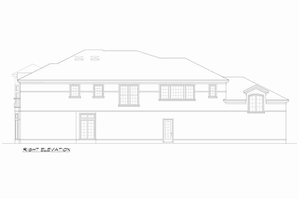 Home Plan Right Elevation of this 3-Bedroom,5123 Sq Ft Plan -195-1247