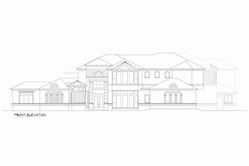 Home Plan Front Elevation of this 5-Bedroom,6381 Sq Ft Plan -195-1248