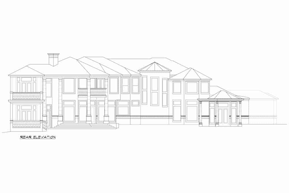Home Plan Rear Elevation of this 5-Bedroom,6381 Sq Ft Plan -195-1248
