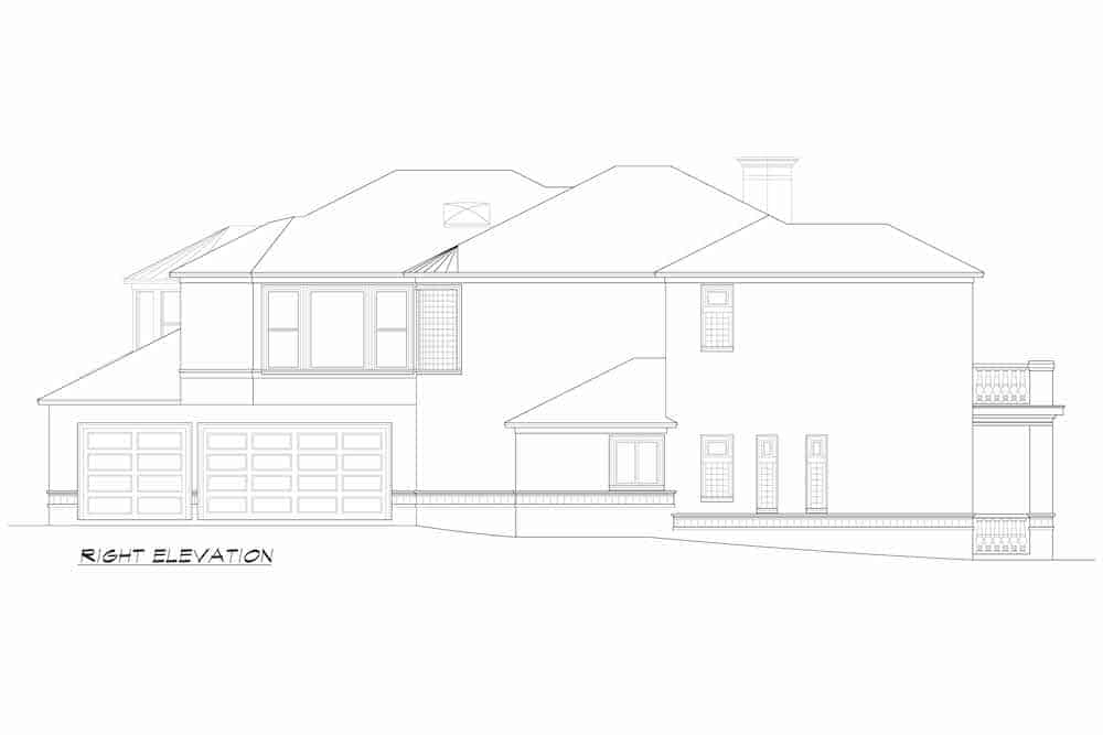 Home Plan Right Elevation of this 5-Bedroom,6381 Sq Ft Plan -195-1248