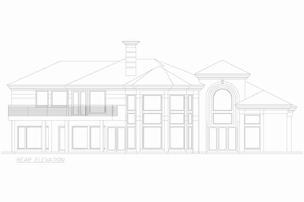Home Plan Rear Elevation of this 3-Bedroom,3987 Sq Ft Plan -195-1250