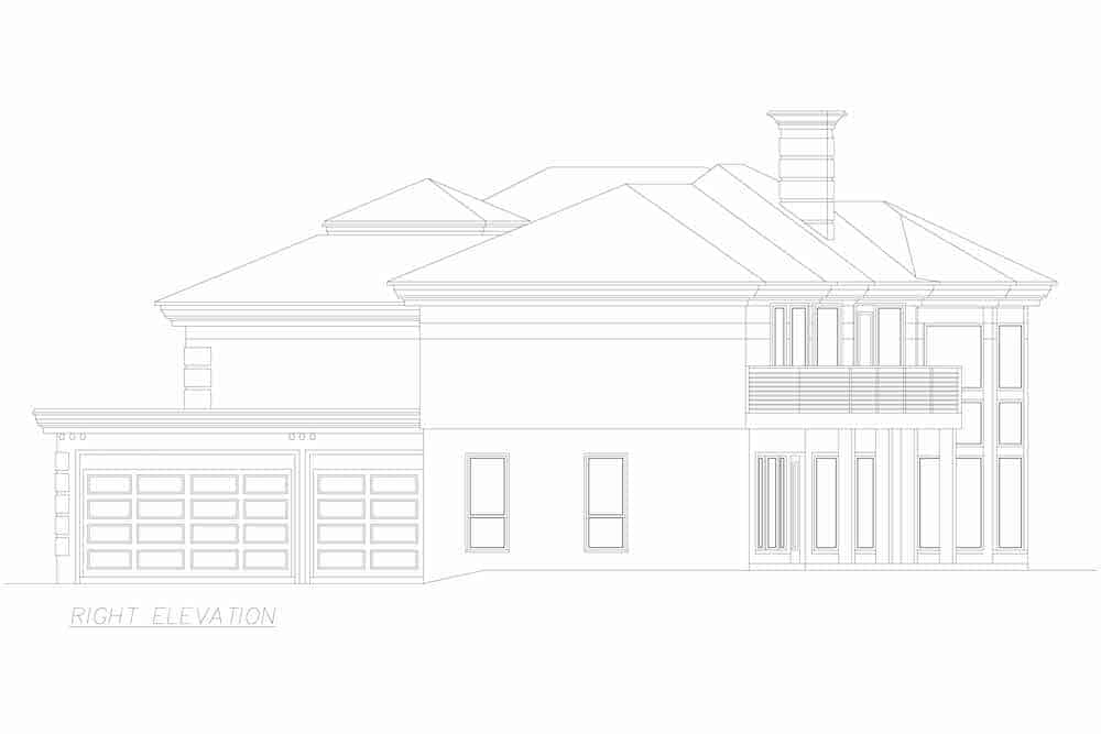 Home Plan Right Elevation of this 3-Bedroom,3987 Sq Ft Plan -195-1250