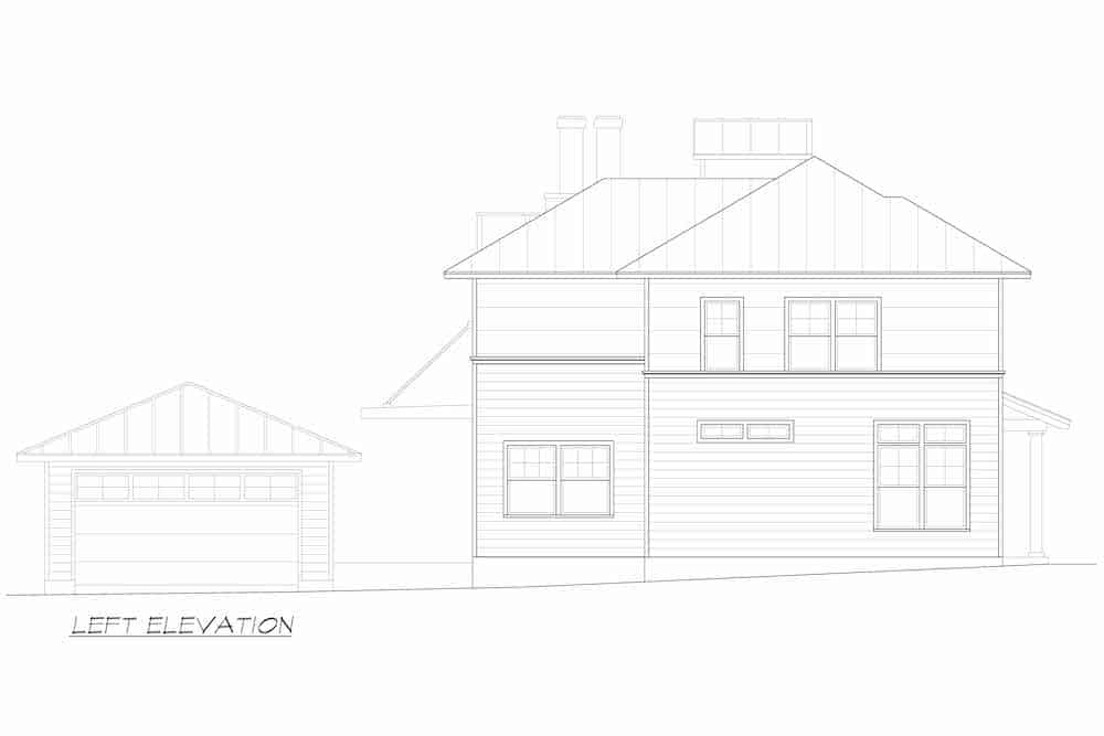 Home Plan Left Elevation of this 3-Bedroom,2467 Sq Ft Plan -195-1251