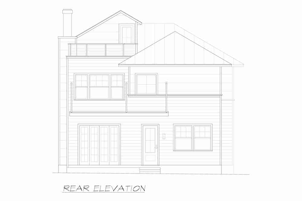 Home Plan Rear Elevation of this 3-Bedroom,2467 Sq Ft Plan -195-1251
