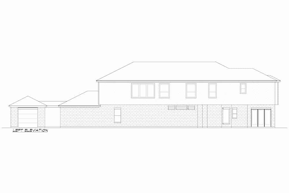 Home Plan Left Elevation of this 3-Bedroom,3940 Sq Ft Plan -195-1252