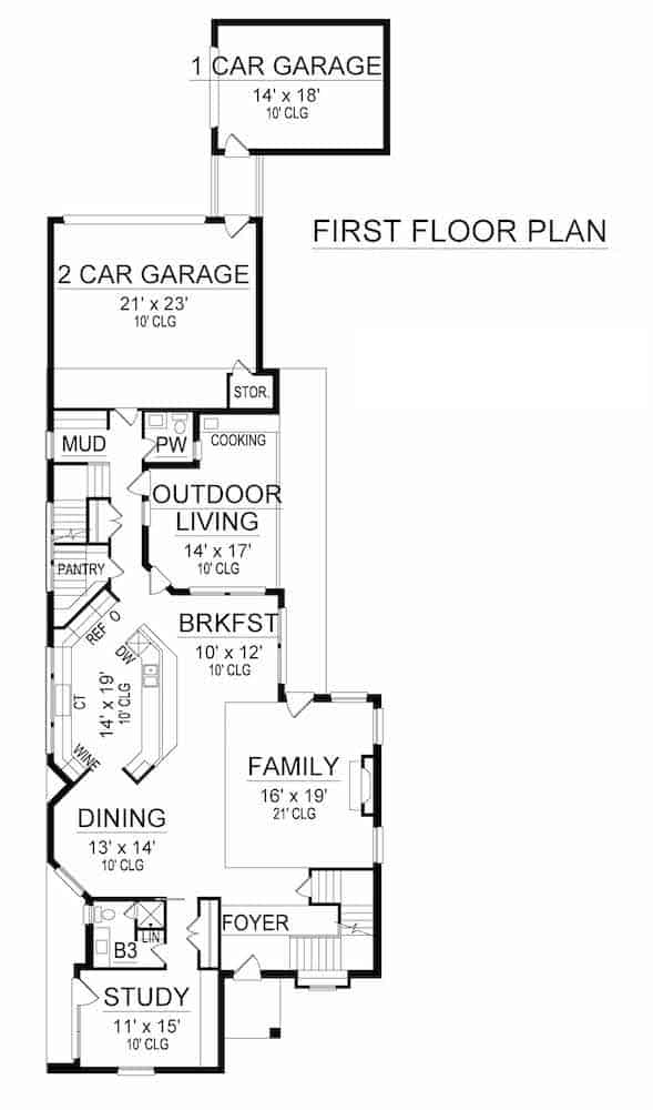 Floor Plan Main Level of Contemporary Plan #195-1252