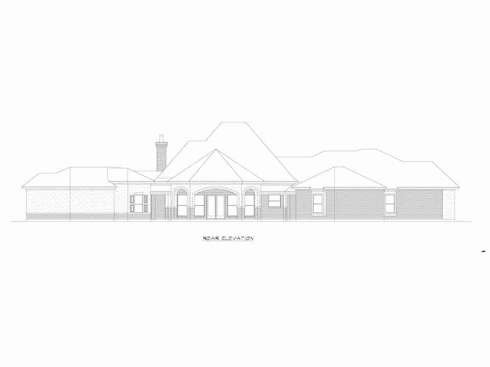 Home Plan Rear Elevation of this 3-Bedroom,3715 Sq Ft Plan -195-1253