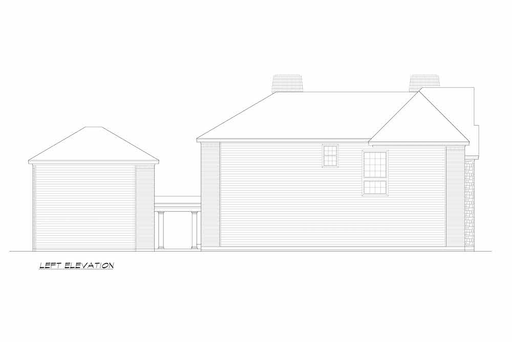 Home Plan Left Elevation of this 4-Bedroom,3404 Sq Ft Plan -195-1254