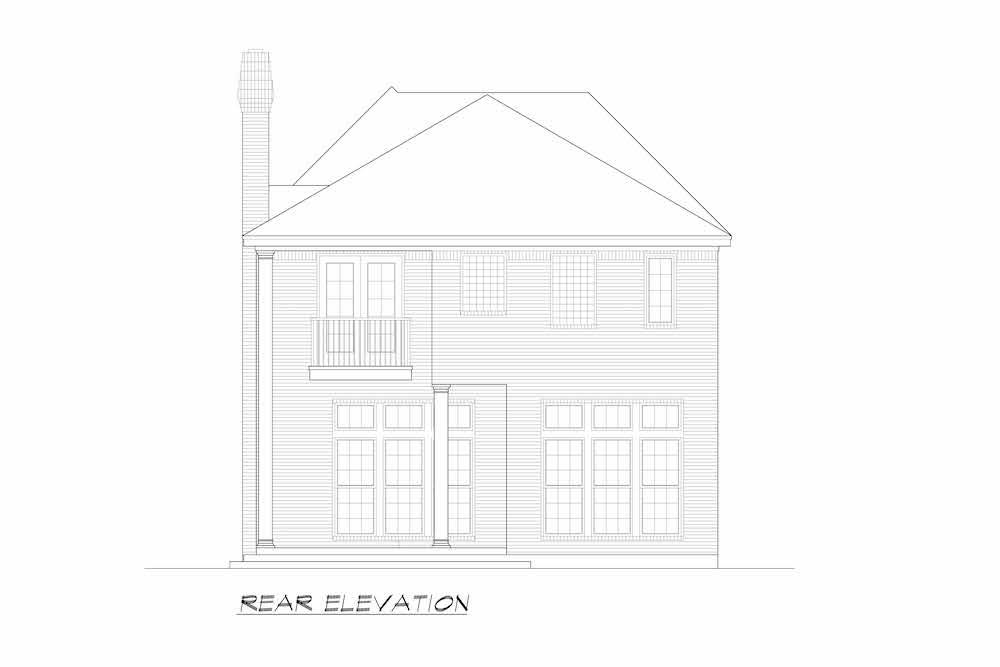Home Plan Rear Elevation of this 4-Bedroom,3404 Sq Ft Plan -195-1254