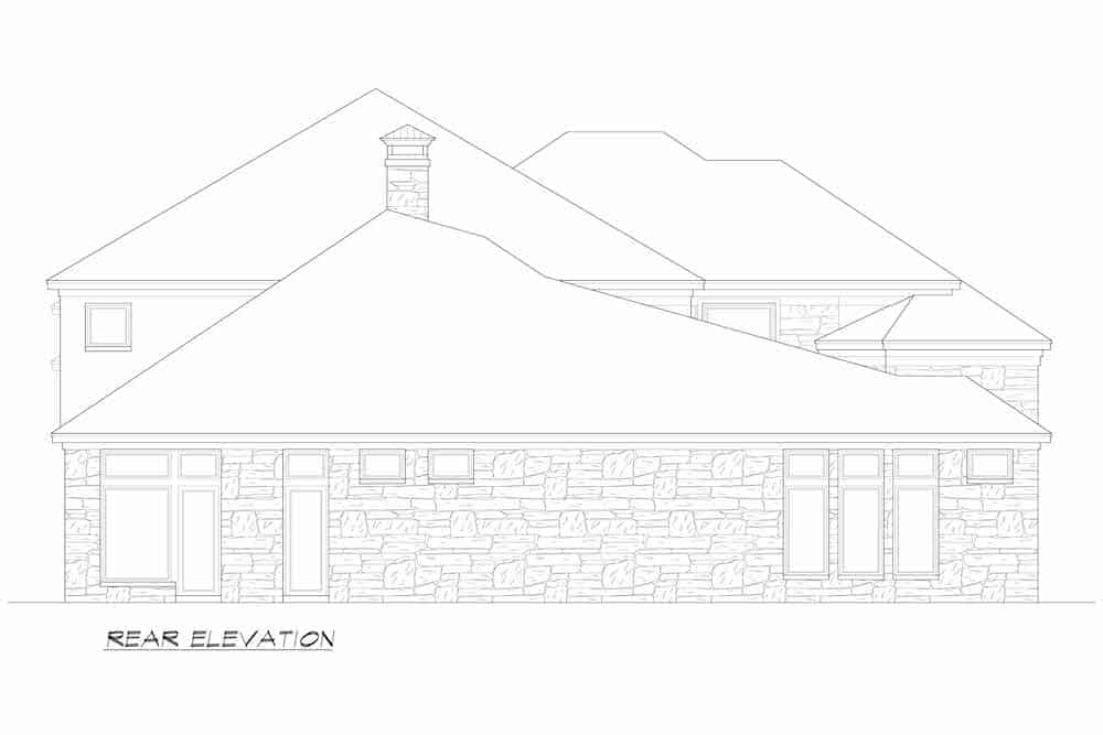Home Plan Rear Elevation of this 4-Bedroom,6744 Sq Ft Plan -195-1255