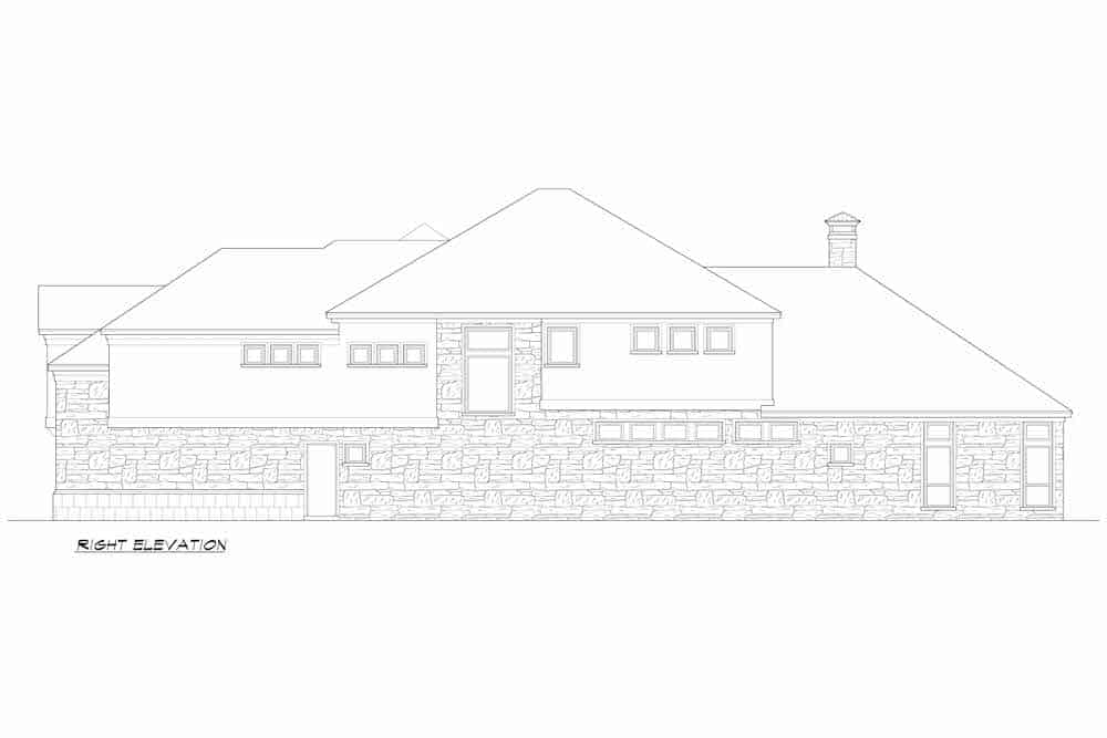 Home Plan Right Elevation of this 4-Bedroom,6744 Sq Ft Plan -195-1255